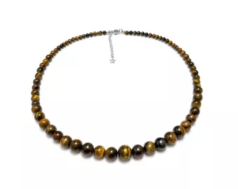 Collier Chute Oeil de Tigre A Perles 4-12 mm 50 cm