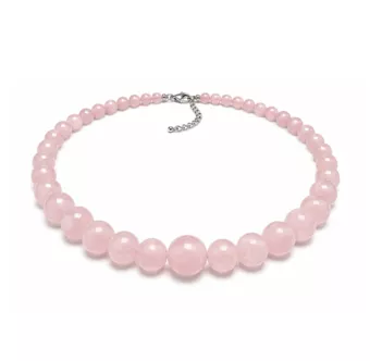 Collier Chute Quartz Rose A Perles 4-12mm 50cm