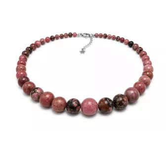 Collier Chute Rhodonite A Perles 4-12mm 50cm