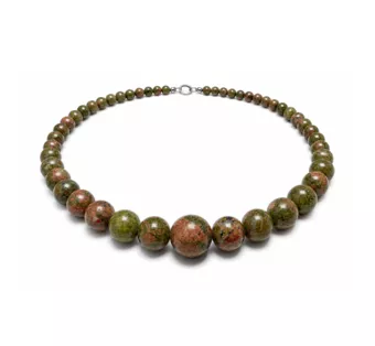 Collier Chute Unakite A Perles 6-14mm 50cm