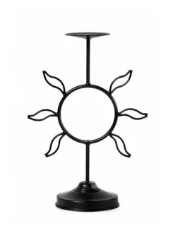 Bougeoir Soleil en Métal Noir 29cm