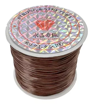 Fil Élastique Plat Marron pour Bijoux 50m