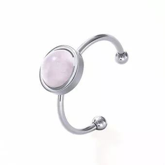 Bague Quartz Rose – acier inoxydable argenté
