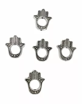 Perles Charm's métal Main de Fatma Argentée 14mm x100
