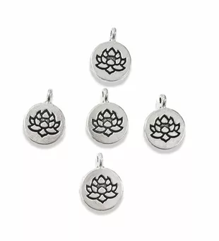 Perles Charm’s Intercalaires Fleur de Lotus Argentée 15 mm x50