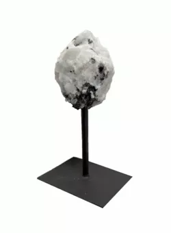 Pierre de Lune Blanche A Brute sur Socle en Métal Noir 17-20 cm 500-700 g