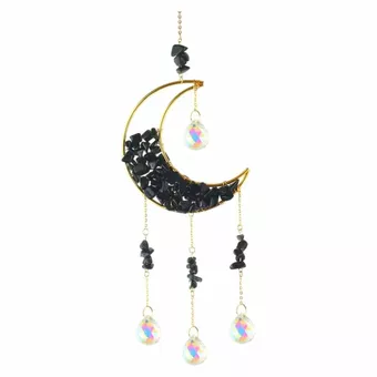 Mobile Attrape-Soleil Lune en Obsidienne Noire