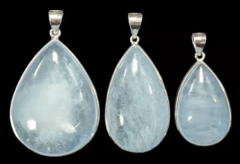Pendentif Argent 925 Aigue Marine AAA 3 pièces 20,39g