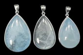 Pendentif Argent 925 Aigue Marine AAA 3 pièces 20,75g