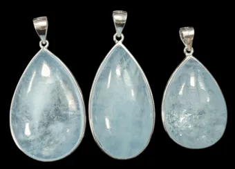 Pendentif Argent 925 Aigue Marine AAA 3 pièces 20,56g
