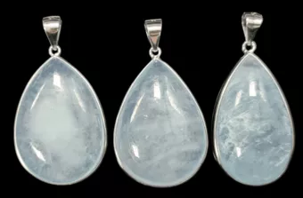 Pendentif Argent 925 Aigue Marine AAA 3 pièces 20,59g