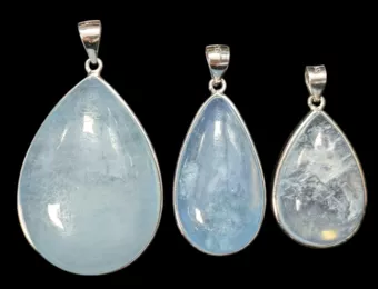 Pendentif Argent 925 Aigue Marine AAA 3 pièces 21,05g