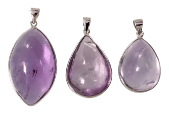 Pendentif Argent 925 Amethyste AAA  3 pièces 17.96g