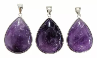 Pendentif Argent 925 Amethyste AAA  3 pièces 14,32g