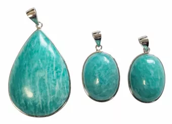 Pendentif Argent 925 Amazonite AA+  3 pièces 15,48g