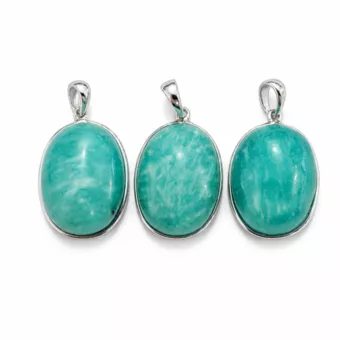 Pendentif Argent 925 Amazonite AAA  3 pièces 10,92g