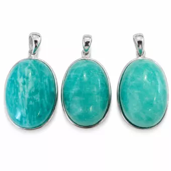 Pendentif Argent 925 Amazonite AAA  3 pièces 10,51g