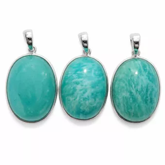 Pendentif Argent 925 Amazonite AAA  3 pièces 10,71g