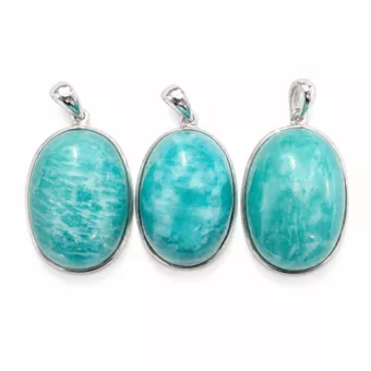 Pendentif Argent 925 Amazonite AAA  3 pièces 10,31g