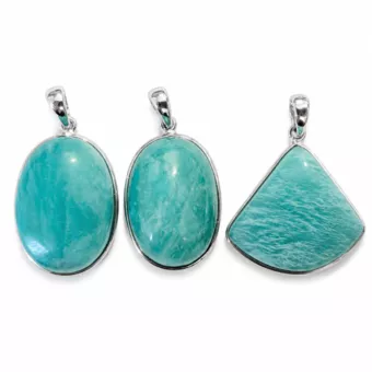Pendentif Argent 925 Amazonite AAA  3 pièces 10,57g