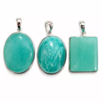 Pendentif Argent 925 Amazonite AAA  3 pièces 10,22g