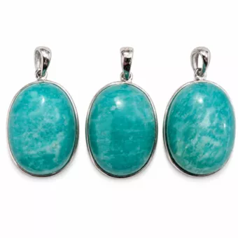 Pendentif Argent 925 Amazonite AAA  3 pièces 10,34g