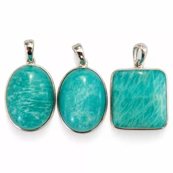 Pendentif Argent 925 Amazonite AAA  3 pièces 10,95g