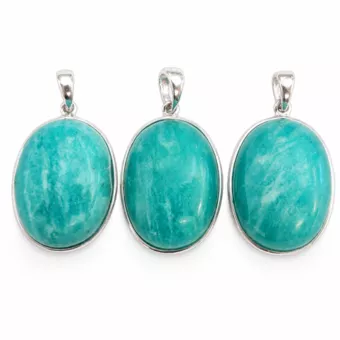 Pendentif Argent 925 Amazonite AAA  3 pièces 10,07g