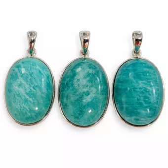 Pendentif Argent 925 Amazonite AAA  3 pièces 10,76g