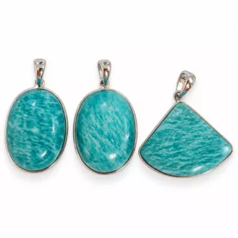 Pendentif Argent 925 Amazonite AAA  3 pièces 10,47g
