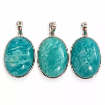 Pendentif Argent 925 Amazonite AAA  3 pièces 10,37g