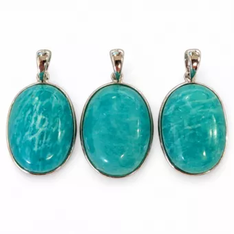 Pendentif Argent 925 Amazonite AAA 3 pièces 10,76g