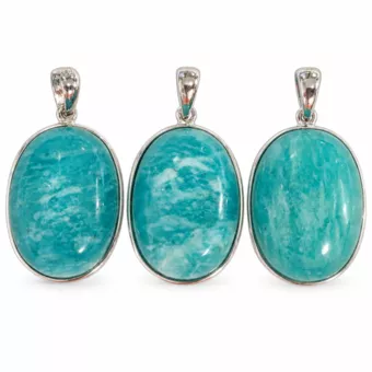 Pendentif Argent 925 Amazonite AAA 3 pièces 10,76g