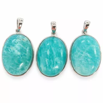Pendentif Argent 925 Amazonite AAA 3 pièces 10,72g