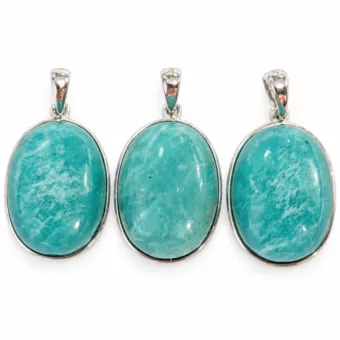 Pendentif Argent 925 Amazonite AAA 3 pièces 10,41g