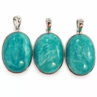 Pendentif Argent 925 Amazonite AAA 3 pièces 10,12g