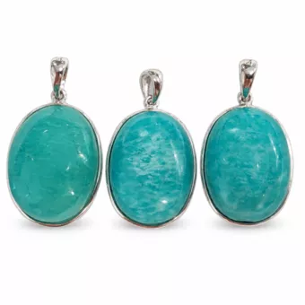 Pendentif Argent 925 Amazonite AAA 3 pièces 11,03g