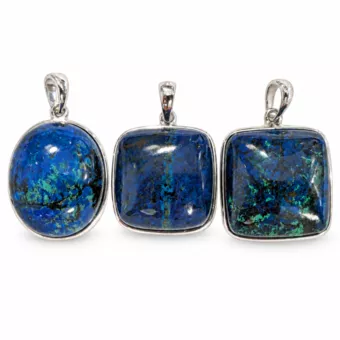 Pendentif Argent 925 Azurite Malachite AAA 3 pièces 15,32g