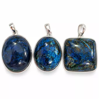 Pendentif Argent 925 Azurite Malachite AAA 3 pièces 15,2g