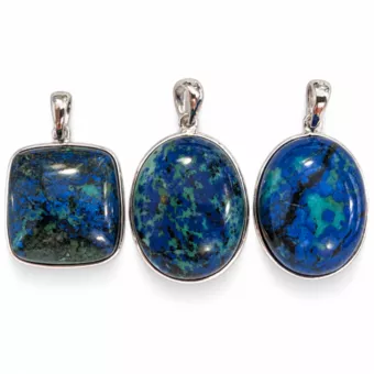 Pendentif Argent 925 Azurite Malachite AAA 3 pièces 14 g