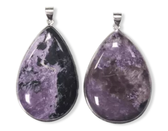 Pendentif Argent 925 Charoite AA  2 pièces 24.23g