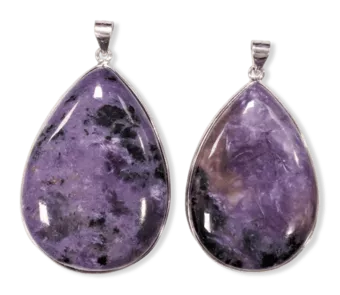 Pendentif Argent 925 Charoite AA  2 pièces 23.83g