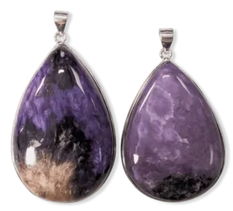Pendentif Argent 925 Charoite AA  2 pièces 23.47g