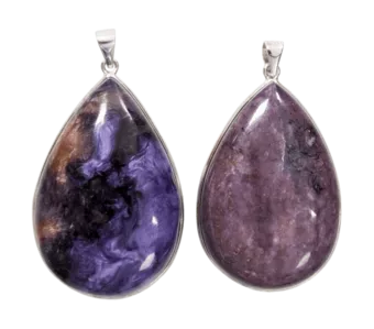 Pendentif Argent 925 Charoite AA  2 pièces 24,37g