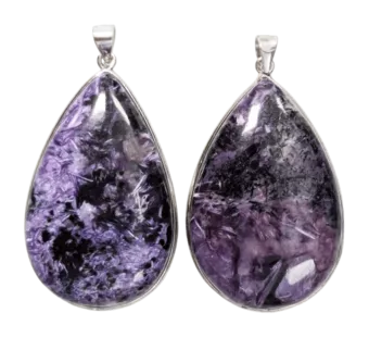 Pendentif Argent 925 Charoite AA  2 pièces 22,86g