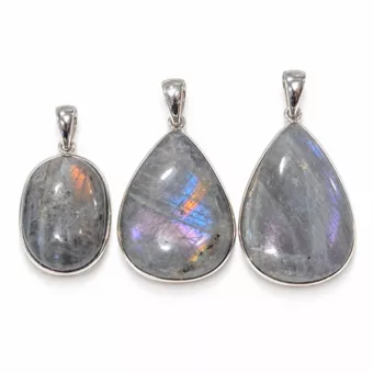 Pendentif Argent 925 Labradorite AAA  3 pièces 16,48g