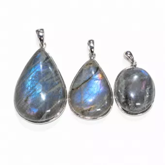 Pendentif Argent 925 Labradorite AAA  3 pièces 17,03g