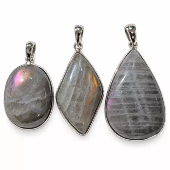 Pendentif Argent 925 Labradorite AAA  3 pièces 16,41g