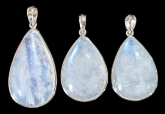 Pendentif Argent 925 Pierre de Lune Blanche AAA  3 Pièces 11,78g