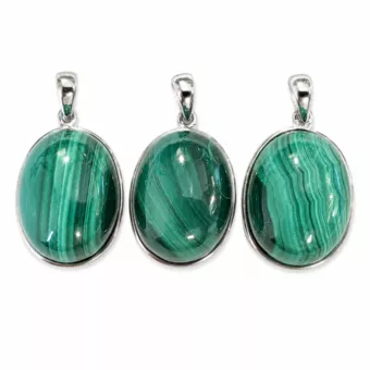Pendentif Argent 925 Malachite AAA  3 pièces 11,67g